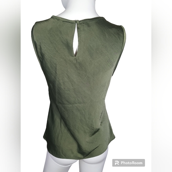 Banana Republic Women's Sleeveless Top Jet Olive Green Velvet Tank Career Sz S - Picture 5 of 14